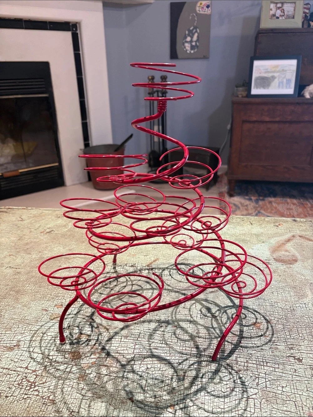 Red Spiral Wire 13-Cupcake Tiered Dessert Display Stand Holder